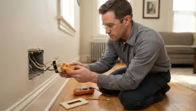 Baltimore electrician inspecting wall receptacle wiring during a home electrical inspection in an older home