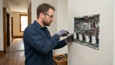 Electrician installs programmable dimmers and controller for room-by-room lighting in Baltimore, MD