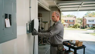 Level 2 EV charger installation in a Catonsville, MD garage by a licensed electrician