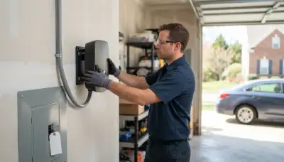 Level 2 EV charger installation in a Cockeysville, MD garage by a professional electrician