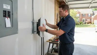 Electric vehicle charger installation with dedicated circuit in a Parkville, MD garage