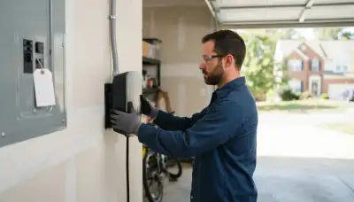 Level 2 EV charger installation with conduit and dedicated circuit by an electrician in White Marsh, MD