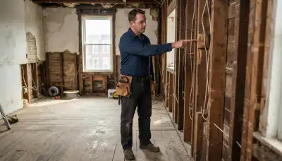 Baltimore, MD electrician assesses circuit runs in unfinished home framing before electrical installation