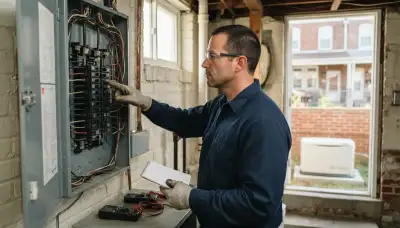 Baltimore, MD electrician tracing essential circuits in an open load center for generator sizing