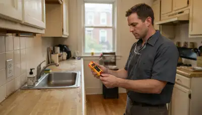 Baltimore, MD electrician assesses GFCI protection as a homeowner tests outlets near sink counters