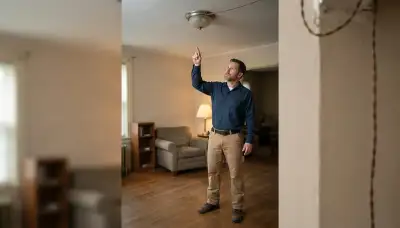 Electrician discusses a ceiling fixture during a Baltimore, MD home lighting consultation