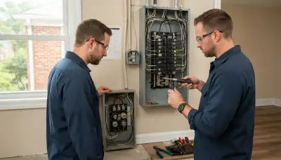 Electrician upgrading an older home's electrical panel in Halethorpe, MD
