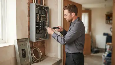 Electrician upgrading an electrical panel in an older Nottingham, MD home