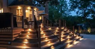 Residential electrician installing outdoor lighting for home safety in Baltimore, MD